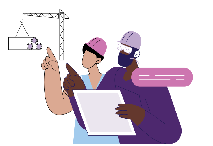 IHOH Construction AdobeStock_767117809-colours 1 Illustrated graphic of two construction workers